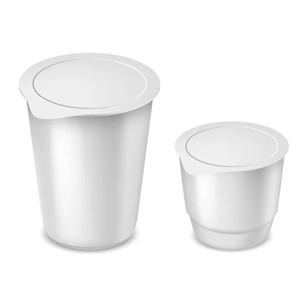 酸奶圆铝箔盖矢量的塑料杯 — 图库矢量图片