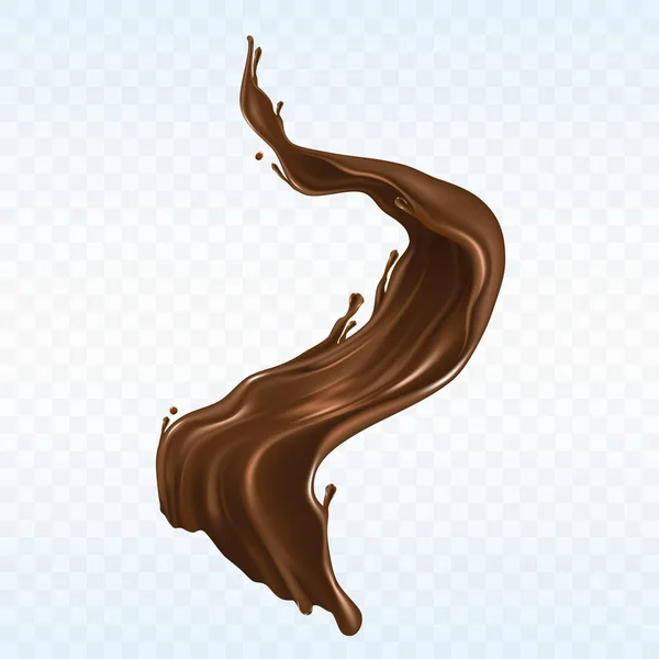 Hot coklat splash vektor realistis - Stok Vektor
