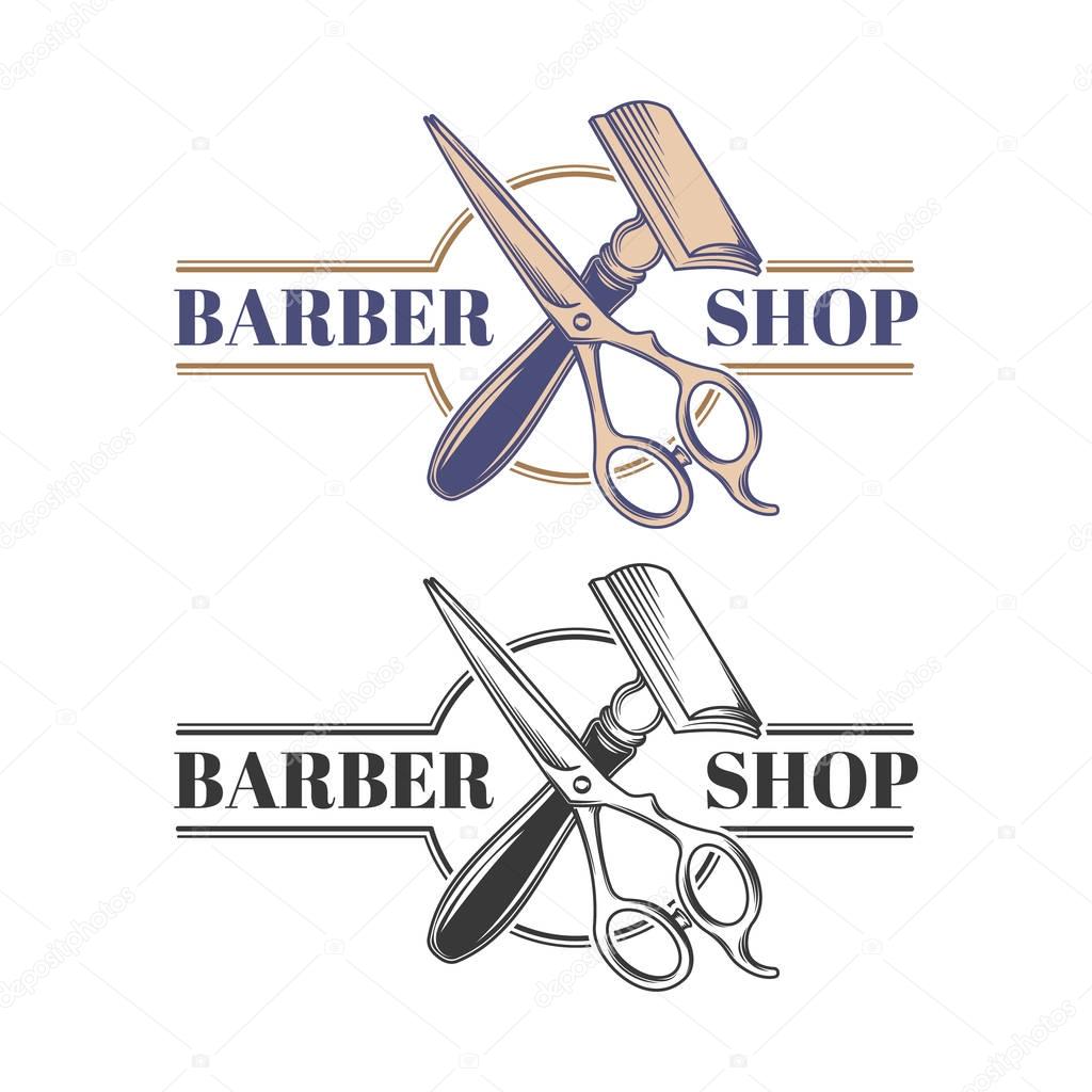 Barber shop equipment illustration engraved style vector