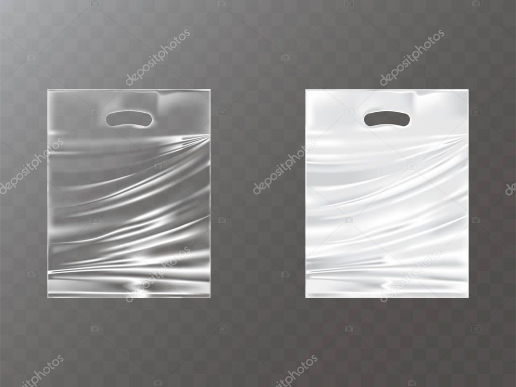 Plastic packets with hand hole realistic vector