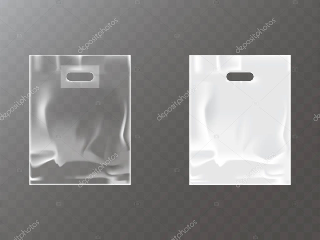 Plastic packets with hand hole realistic vector