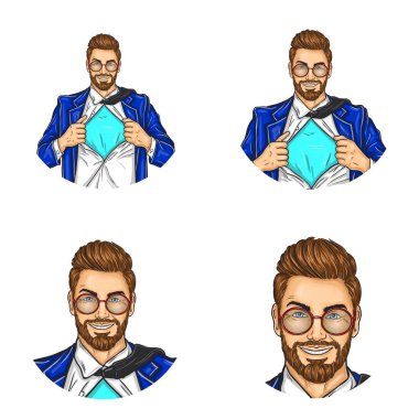 Vektör pop sanat dizi avatar simgeleri kullanıcıların sosyal ağ, Bloglar, profili simgeleri için yuvarlak.