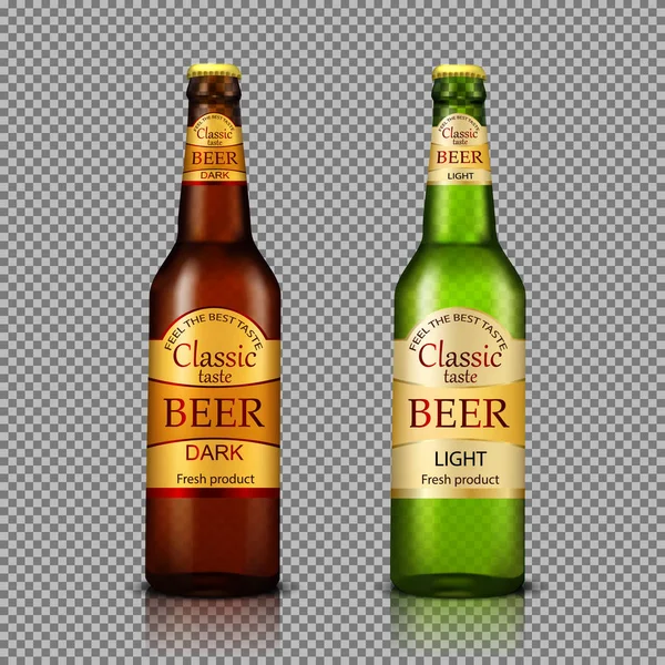 Markowe butelek piwa realistyczne wektor — Wektor stockowy