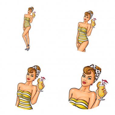 Vektör pop sanat dizi avatar simgeleri kullanıcıların sosyal ağ, Bloglar, profili simgeleri için yuvarlak.