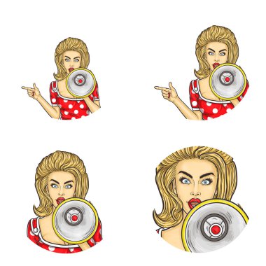 Vektör pop sanat dizi avatar simgeleri kullanıcıların sosyal ağ, Bloglar, profili simgeleri için yuvarlak.