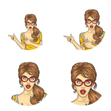 Vektör pop sanat dizi avatar simgeleri kullanıcıların sosyal ağ, Bloglar, profili simgeleri için yuvarlak.