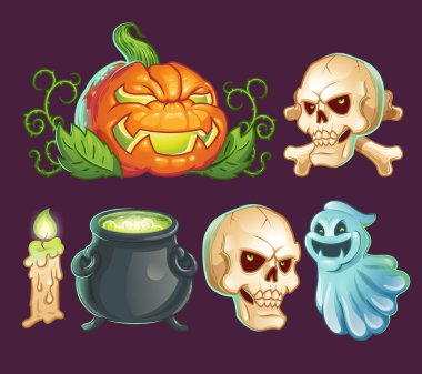 Çizgi film karakterleri, simgeler, Cadılar Bayramı için etiketleri