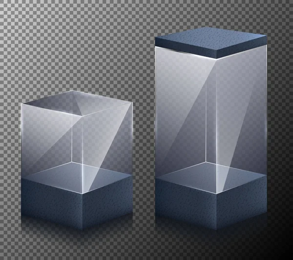 Conjunto de ilustraciones vectoriales de cubos pequeños y grandes aislados sobre un fondo gris . — Vector de stock