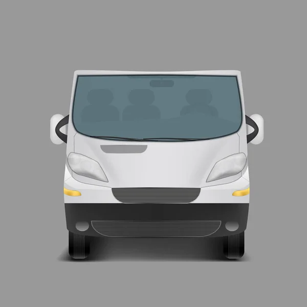 Minivan branco realista, minibus da cidade —  Vetores de Stock