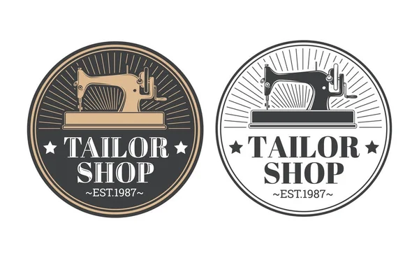 Tailor shop emblema vintage o vector de señalización — Vector de stock
