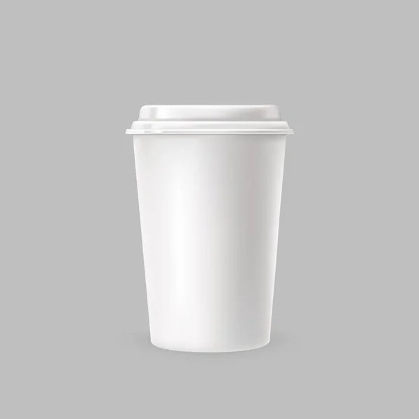Векторная иллюстрация белой пластиковой чашки для холодных и горячих напитков . — стоковый вектор