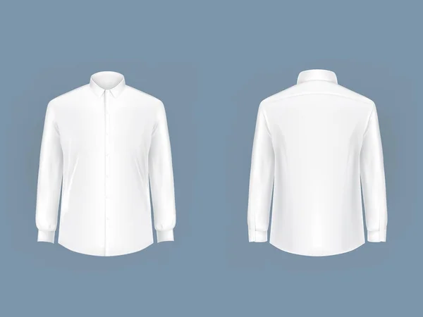 Witte mannelijke shirt met lange mouwen en knopen — Stockvector