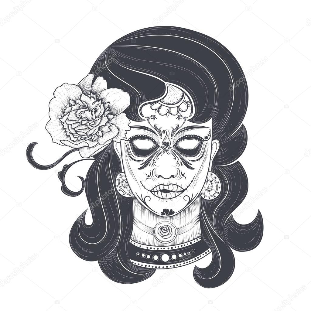 Woman with a painted face vector