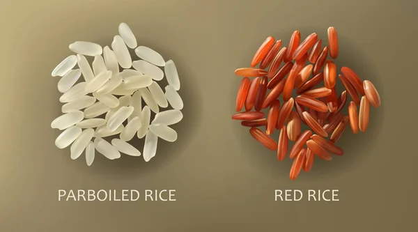 Riz blanc étuvé et riz cargaison rouge — Image vectorielle