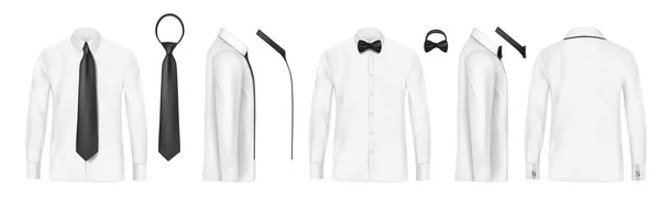 Camisa masculina branca com mangas compridas e botões — Vetor de Stock