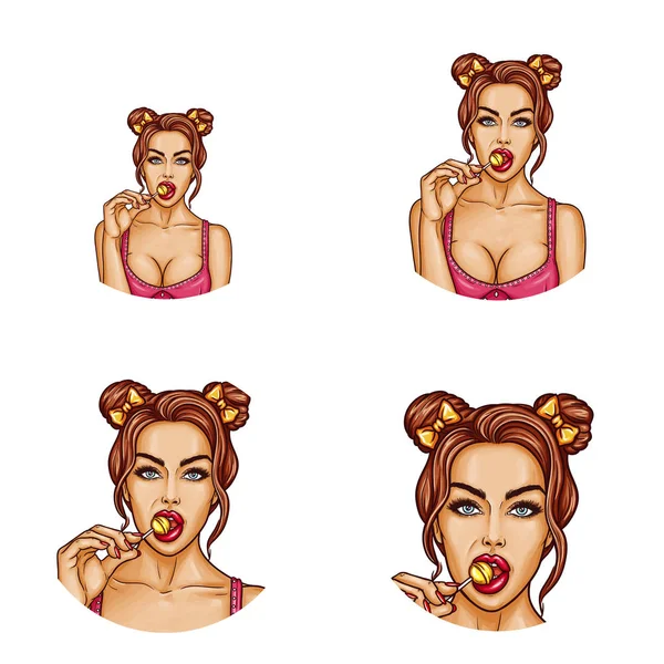 Vektör pop sanat dizi avatar simgeleri kullanıcıların sosyal ağ, Bloglar, profili simgeleri için yuvarlak.