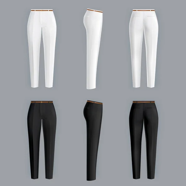 Біло-чорні жіночі штани реалістичний вектор — стоковий вектор