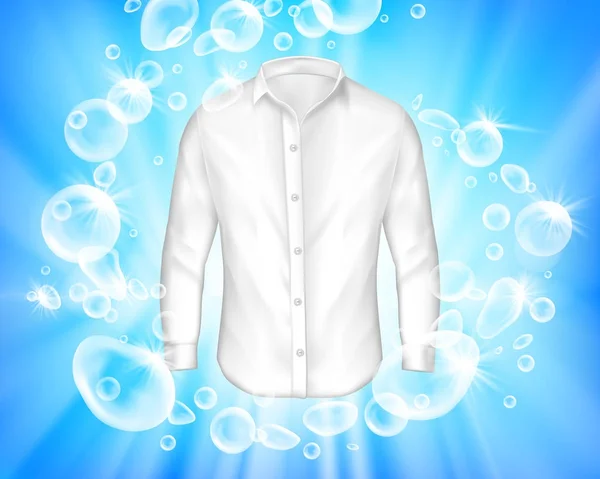 Koszula biała połysk otoczony baniek mydlanych — Wektor stockowy