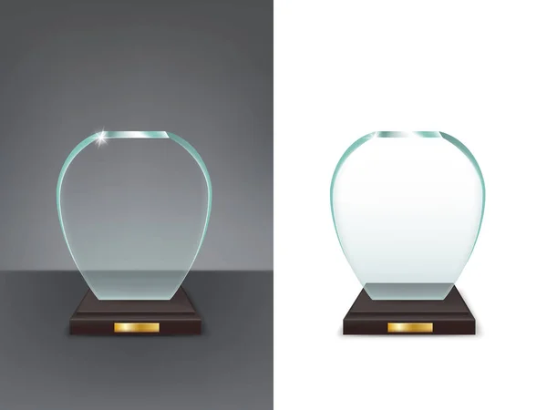 Trophée de verre réaliste, sport et prix d'affaires — Image vectorielle