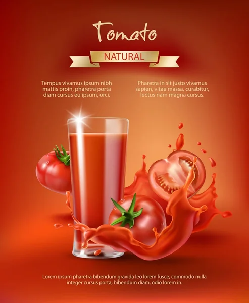 Ad suco de tomate, vetor — Vetor de Stock