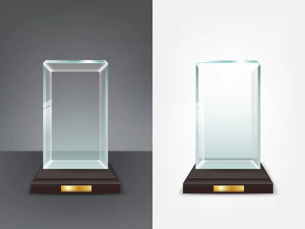 Trophée de verre réaliste, sport et prix d'affaires — Image vectorielle