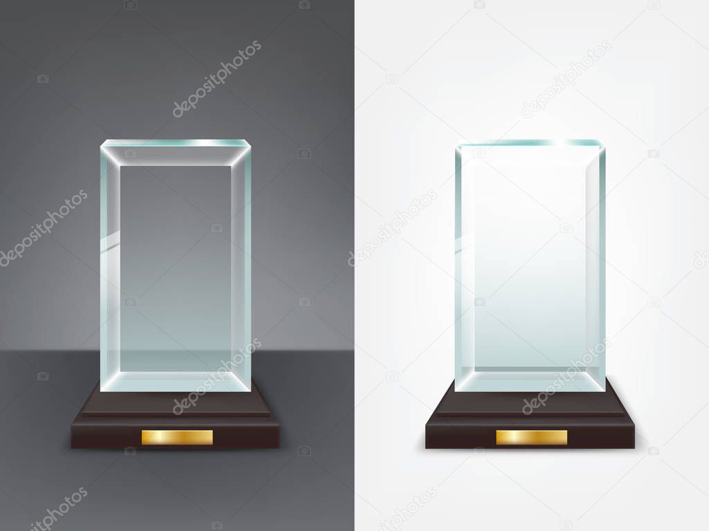 Realistic glass trophy, sport and business award