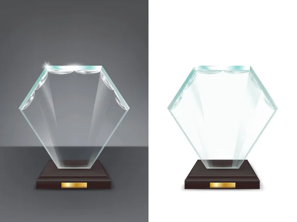 リアルなガラス トロフィー、スポーツ、ビジネス賞を受賞 — ストックベクタ