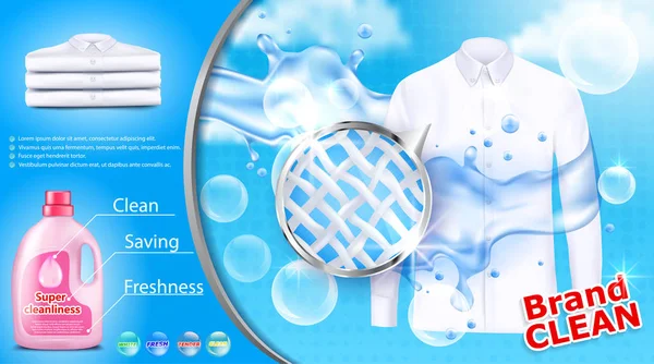 Çamaşırhane deterjan reklam afişi — Stok Vektör