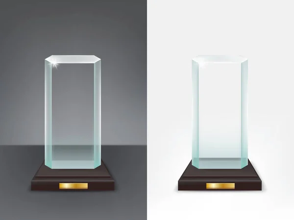 Реалістичний скляний трофей, спортивна та ділова премія — стоковий вектор