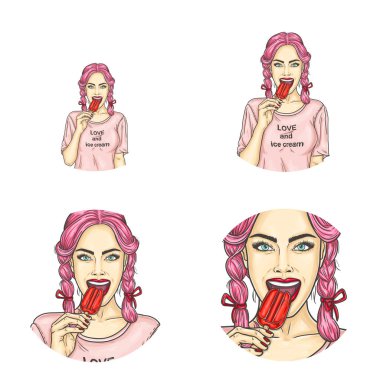 Pop art avatar simgeleri sosyal ağ kullanıcıları için yuvarlak