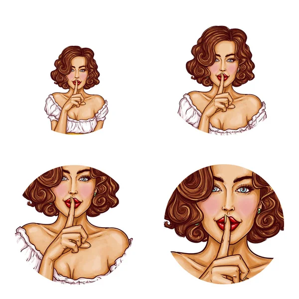 Pop art round avatar icons for users of social networking Vector Graphics