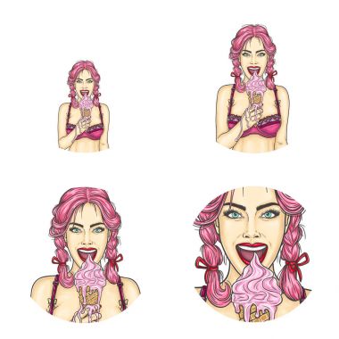 Pop art avatar simgeleri sosyal ağ kullanıcıları için yuvarlak