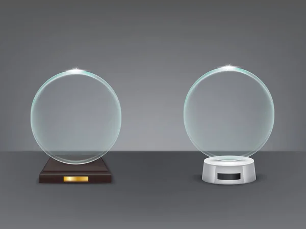 Trophée de verre réaliste, sport et prix d'affaires — Image vectorielle