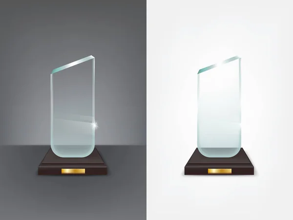 Piala kaca yang realistis, olahraga dan penghargaan bisnis - Stok Vektor