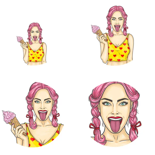 Ícones de avatar rodada de arte pop para usuários de redes sociais —  Vetores de Stock