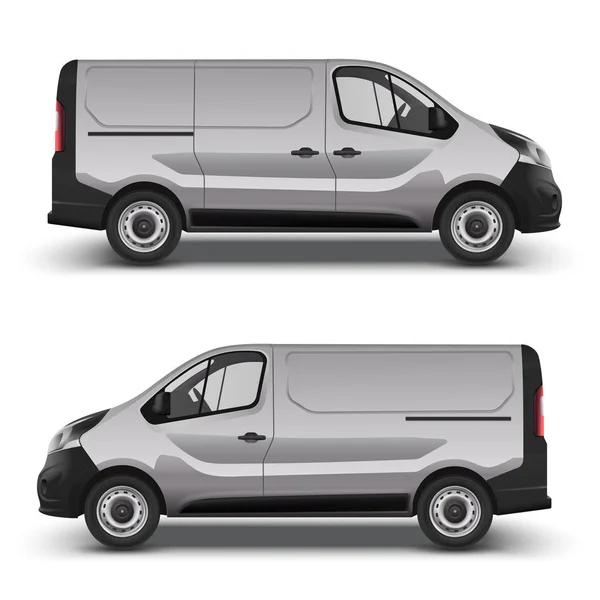Grauer Minivan rechts und links Seitenansicht — Stockvektor