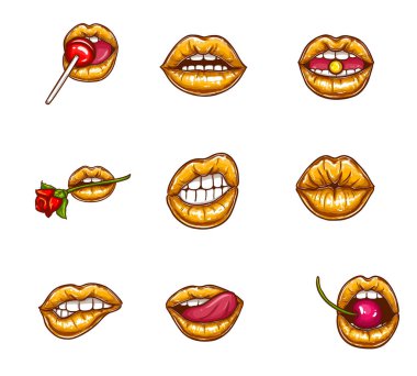 Pop art seksi kadın dudaklar, vektörel clipart