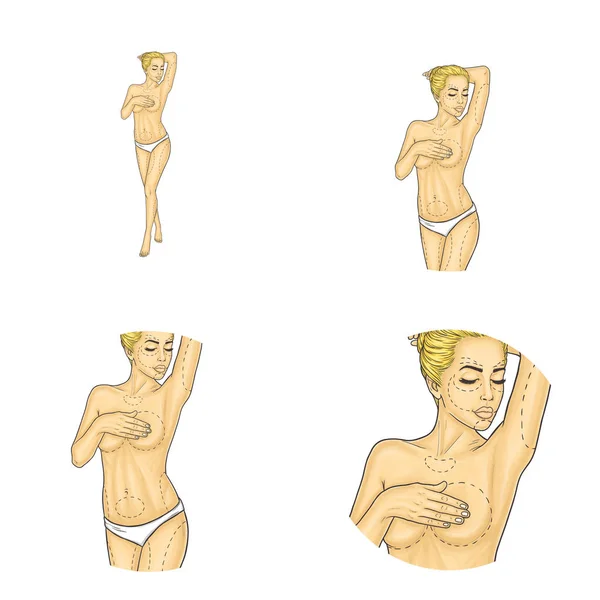 Vector chica desnuda que cubre el pecho, arte pop avatares — Archivo Imágenes Vectoriales