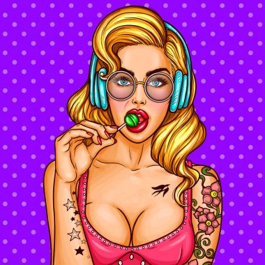 Lolipop vektör pop sanat PIN seksi kız berbat