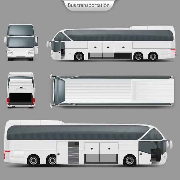 Vector realista autobús autobús maqueta de nuevo, vista superior — Vector de stock