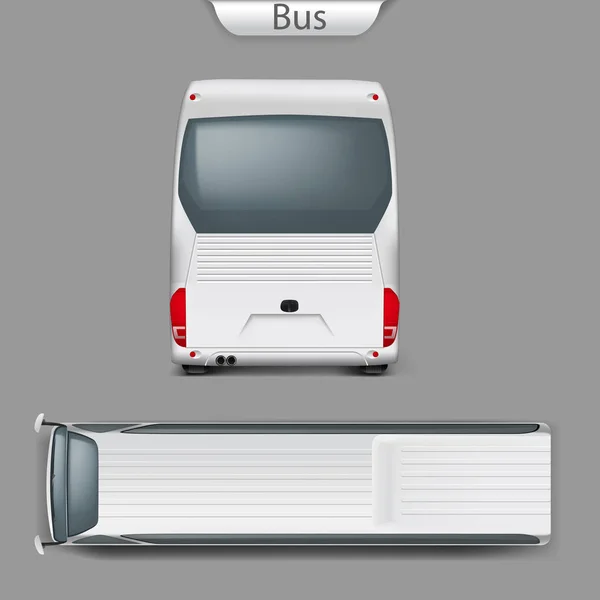 Vector realista autobús autobús maqueta de nuevo, vista superior — Archivo Imágenes Vectoriales