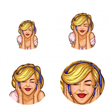 Vektör pop sanat dizi avatar simgeleri kullanıcıların sosyal ağ, Bloglar, profili simgeleri için yuvarlak.