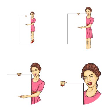 Pop sanat tarzı kadın avatarları vektör ayarla