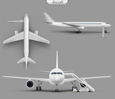 Vektör gerçekçi savaş uçağı, uçak mockup seti