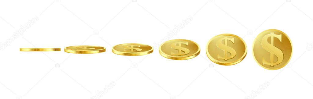 3D vector gold coins, sprite for animation