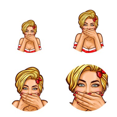 Vektör pop sanat dizi avatar simgeleri kullanıcıların sosyal ağ, Bloglar, profili simgeleri için yuvarlak.