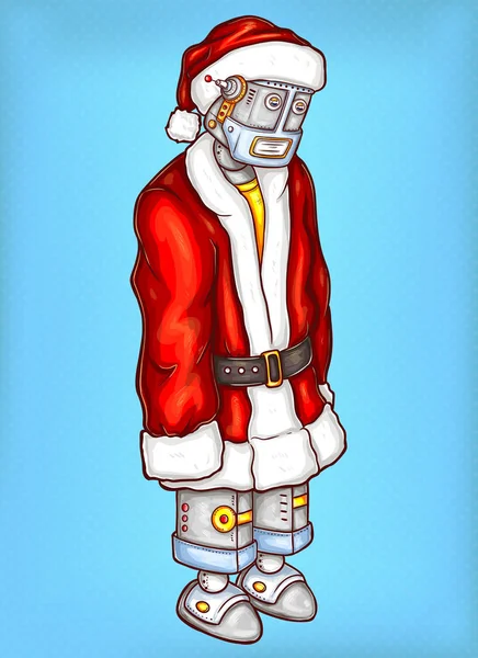 Vector pop art robot en traje de Navidad — Archivo Imágenes Vectoriales