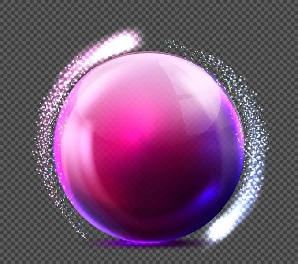 Vecteur Réaliste Verre Sphère Violette Globe Cristal Vide Brillant Bulle — Image vectorielle