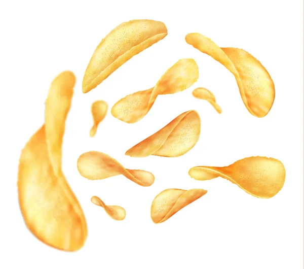 Векторный фон с золотыми картофельными чипсами — стоковый вектор