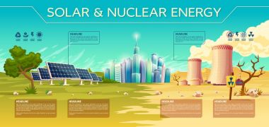 Vektör güneş, nükleer enerji sanayi infographics